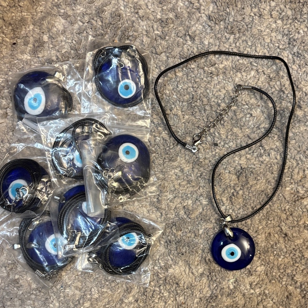 Evil eye glass necklace